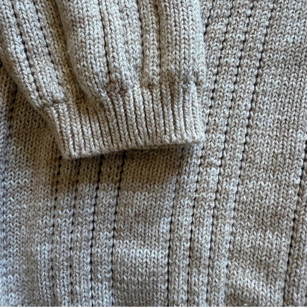 John Ashford Men's‎ Henley Sweater Chunky Cream Casual Light Fall Size M